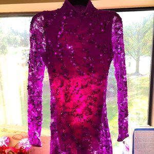 Dance Costume - Purple/Pink Sequin w/ Rose Pattern